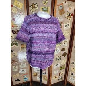 Women's Shades of Purple Shimmer Lightweight Unbranded Short Sleeve Sweater